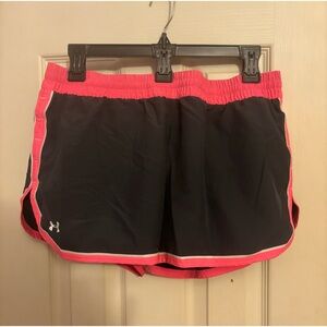 Grey and Pink Under Armour Shorts with Small Logo - Women’s Medium